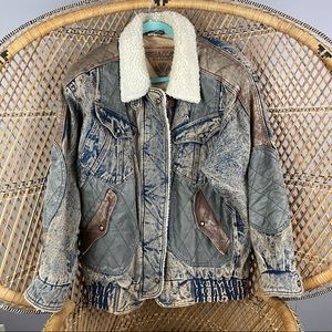 Vintage Giacca Denim Aviator Jacket
